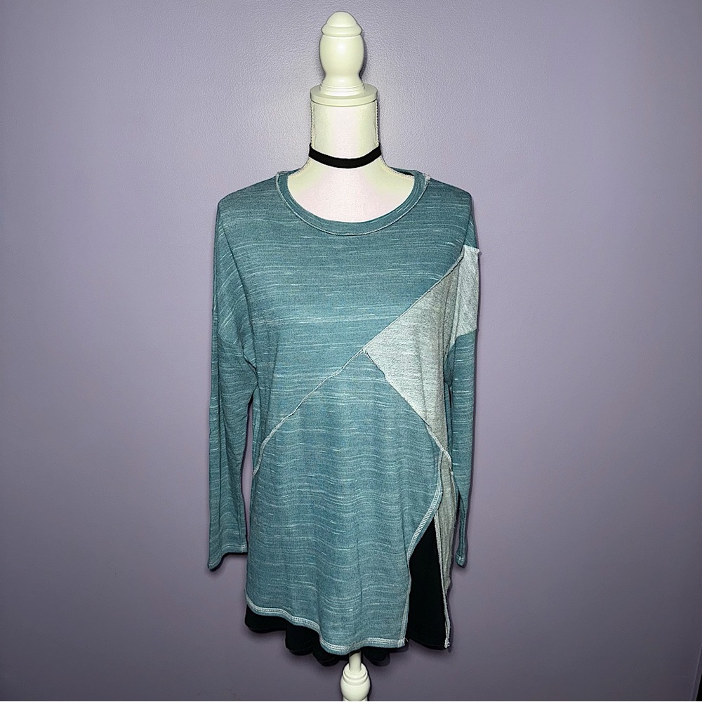 NEW Boutique Teal Knit Asymmetrical Top